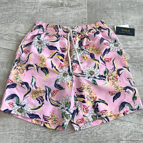 Polo Ralph Lauren Men’s Traveler Swim Shorts Pink Tropical Flower Size‎ Small - Picture 1 of 12